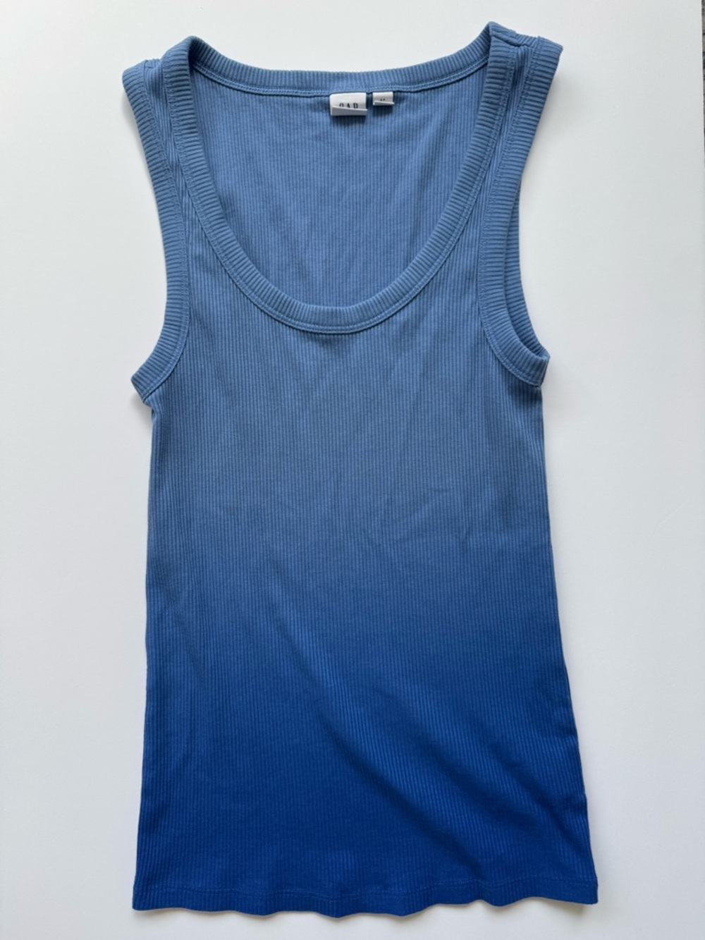 GAP Blue Ombré Ribbed Scoop neck Tank Top S